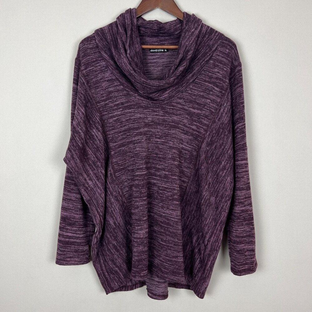 David Cline Sweater Womens‎ XL Wine Cowl Neck Long Sleeve Pullover Relaxed Fit